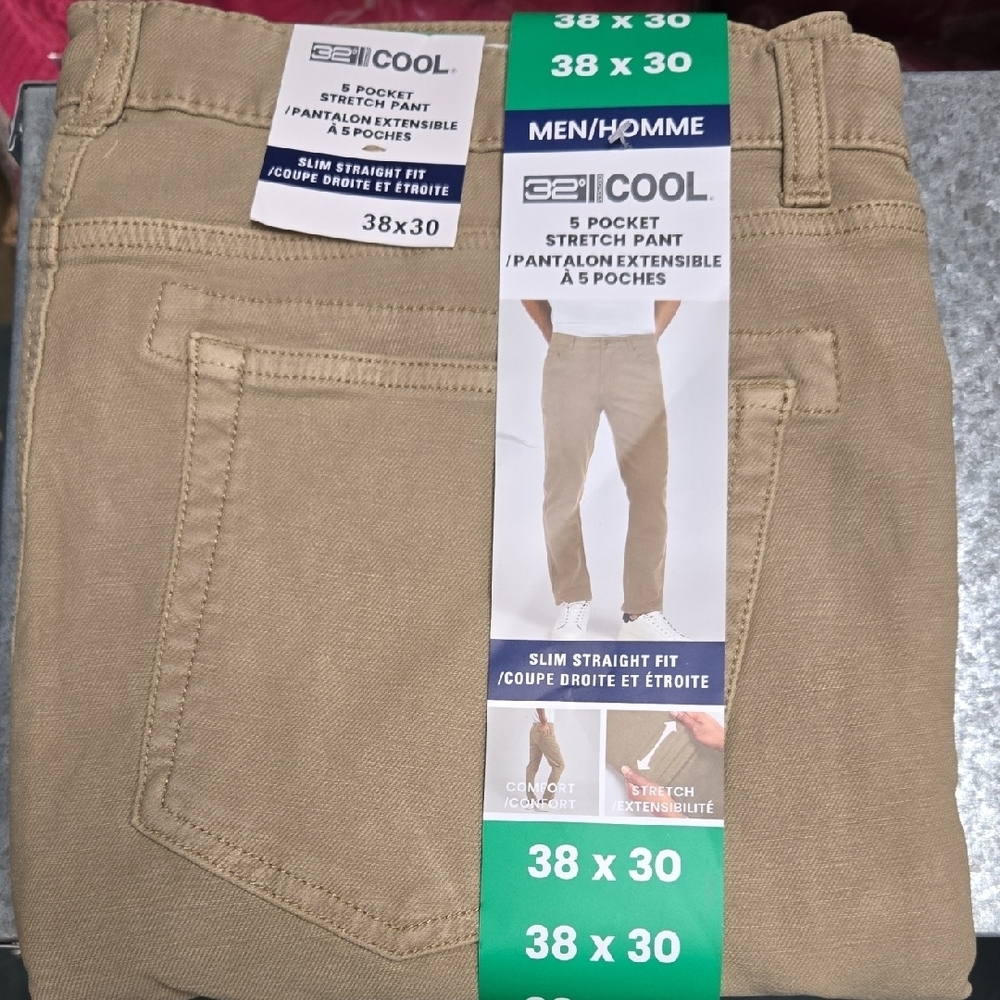 32 Degrees Size 38x30 Beige 5 Pocket Stretch Pant